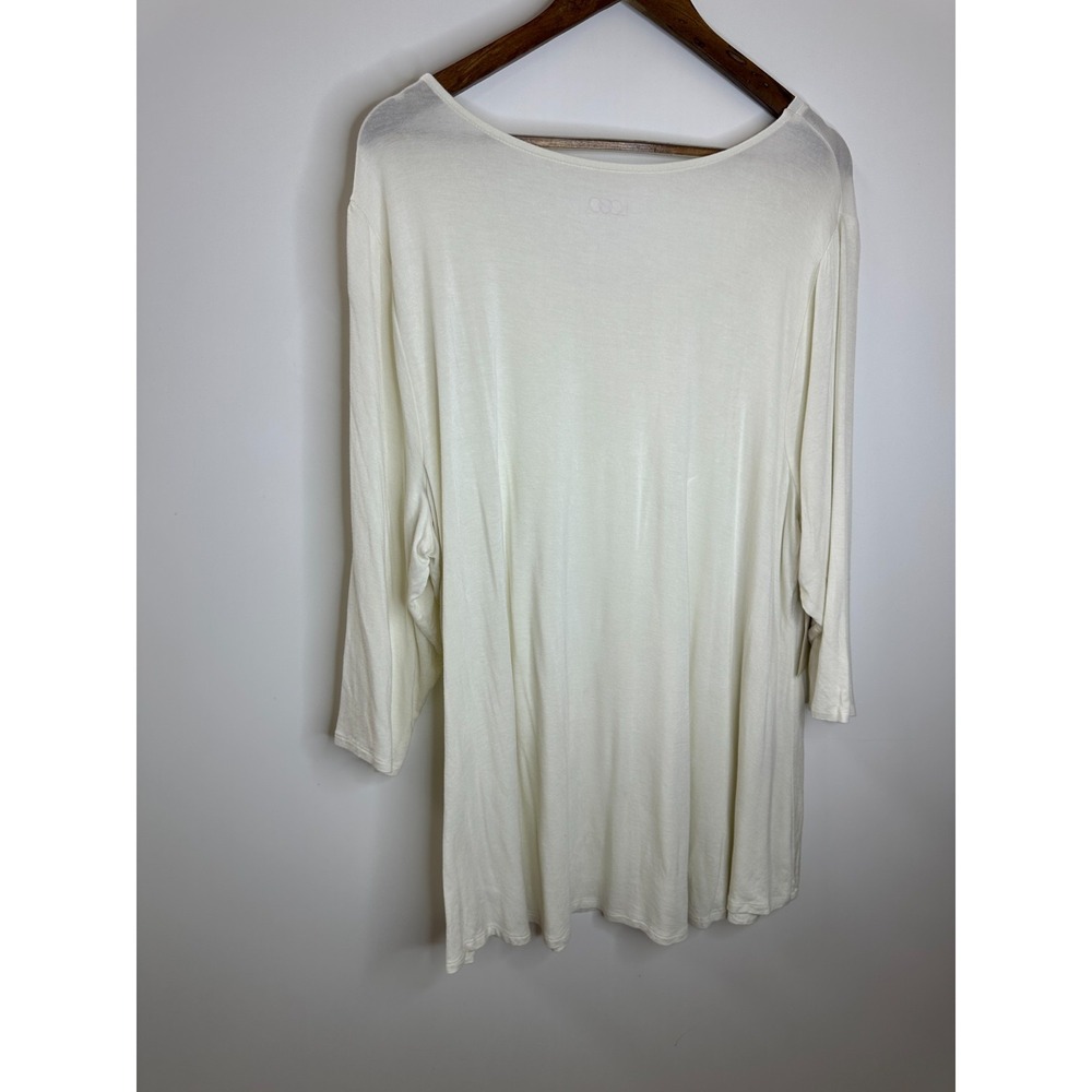 New LOGO Lori Goldstein Cream Stretch 3/4 Sleeve Tunic Top Scoop Neck Size 2X - Picture 8 of 9